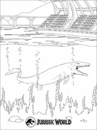 Ausmalposter Mosasaurus-Lagune