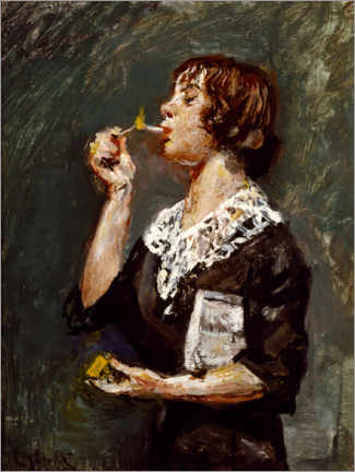 Poster Frau beim Anzünden einer Zigarette