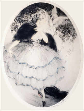 Poster Dame mit zwei Tauben