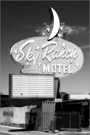 Leinwandbild  Schwarzes Nevada - Vegas Sky Ranch Motel - Philippe HUGONNARD