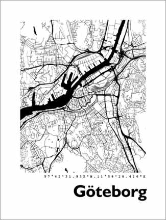 Poster Karte von Göteburg
