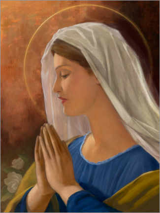 Poster Betender Heilige im blauen Kleid