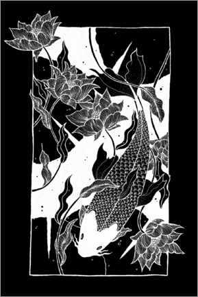 Poster  Flow - Japanischer Koi-Karpfenfisch - Chromakane