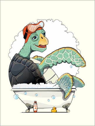 Poster Schildkröte unter der Dusche