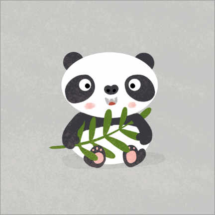 Holzbild  Hungriger Panda - Julia Reyelt