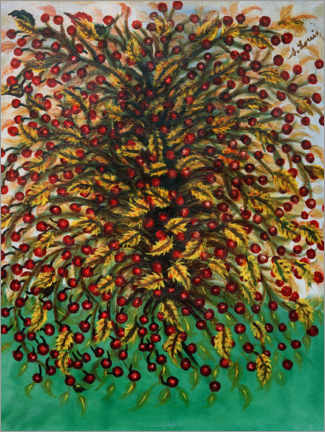 Acrylglasbild  Kirschen und gelbe Blätter - Séraphine Louis