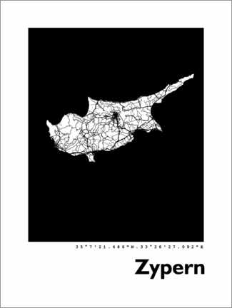 Holzbild  Karte von Zypern - 44spaces