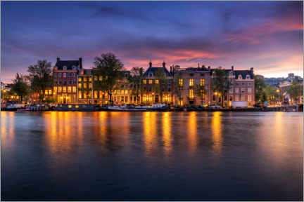 Acrylglasbild  Fluss Amstel in Amsterdam in der Dämmerung - George Pachantouris