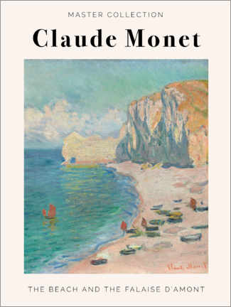 Holzbild  Claude Monet - The beach and the falaise d'amont - Claude Monet