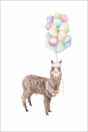 Acrylglasbild  Lama und Ballons - Wandering Laur