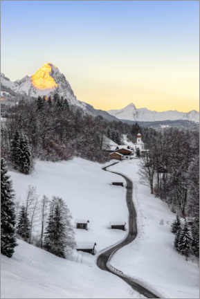 Poster Wintermorgen in Wamberg bei Garmisch-Partenkirchen
