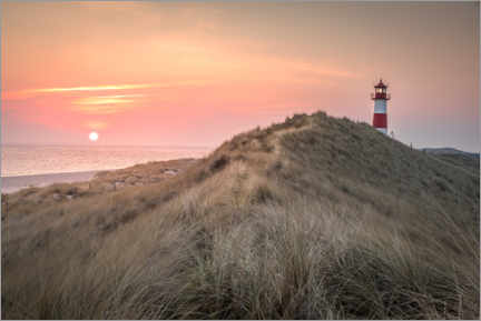 Poster Sonnenaufgang am Leuchtturm List-Ost auf Sylt