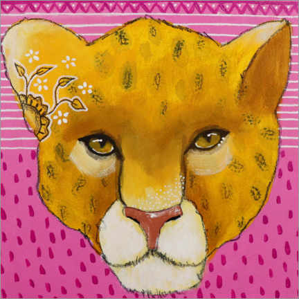 Poster Leopard auf rosa