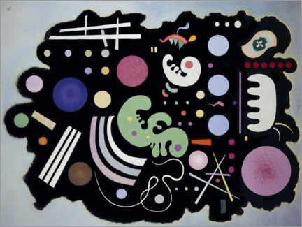 Holzbild  Schwarze Komposition auf dunklem Grund (1935) - Wassily Kandinsky