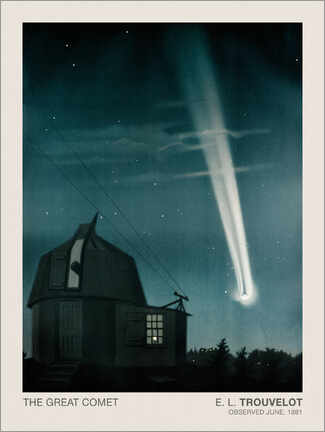 Wandsticker  Der große Komet von 1881, astronomische Zeichnung - Étienne Léopold Trouvelot