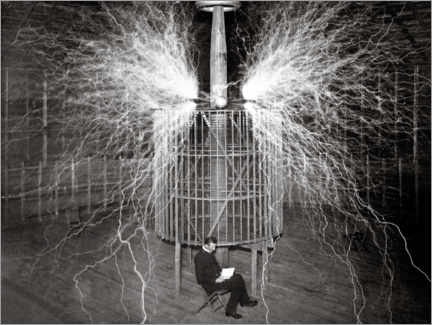 Poster Nikola Tesla, Labor in Colorado Springs mit seinem „Magnifying Transmitter“