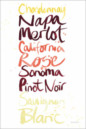 Holzbild  Weinsorten - weiß, rot, rosé - Mercedes López Charro