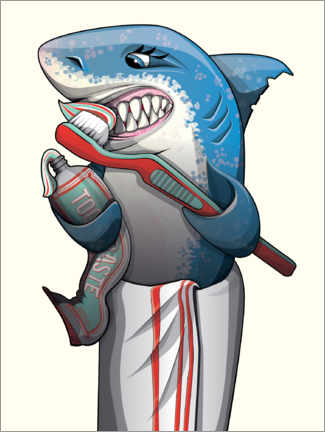 Poster  Zähneputzen mit dem weißen Hai - Wyatt9