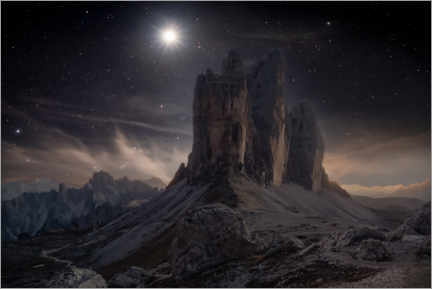 Leinwandbild  Nachteinbruch bei den Drei Zinnen, Dolomiten - Steve Berkley