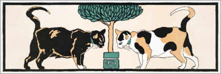 Leinwandbild  Katzen unter einem Baum - Edward Penfield