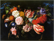 Poster Girlande aus Blumen und Früchten