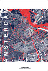 Wandsticker  Amsterdam Karte Mitternacht - campus graphics