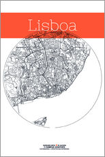 Gallery Print  Lissabon Karte Kreis - campus graphics