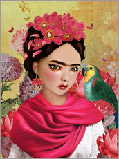 Wandsticker  Frida Kahlo mit Papagei - Mandy Reinmuth
