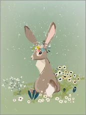 Wandsticker  Hase mit Wildblumen - Eve Farb