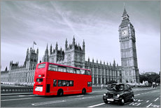 Wandsticker  Red Bus auf Westminster Bridge - Art Couture