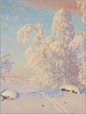 Poster  Skispuren in der Winterlandschaft - Gustaf Edolf Fjæstad