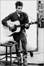 Leinwandbild  Bob Dylan mit Mundharmonika und Gitarre - Celebrity Collection