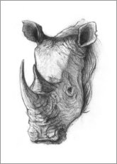Poster Nashornporträt Schwarz/Weiß