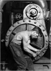 Poster Kraftwerksarbeiter an einer Dampfmaschine