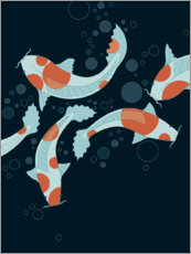 Poster  Koi-Karpfen im schwarzen Teich - Thoth Adan