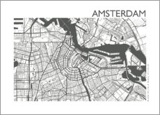 Poster Stadtplan von Amsterdam