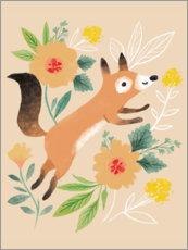 Poster Fuchs mit Blumen