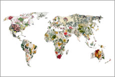Holzbild  Botanische Weltkarte - Bianca Green