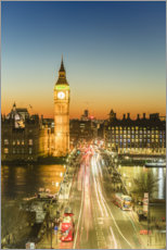 Poster Big Ben und Westminster Bridge bei Dämmerung