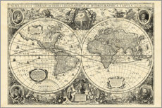 Leinwandbild  Vintage-Weltkarte