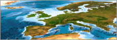 Poster  Europakarte mit Meerestiefen