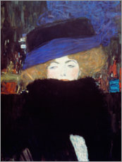 Leinwandbild  Frau mit Hut und Federboa - Gustav Klimt