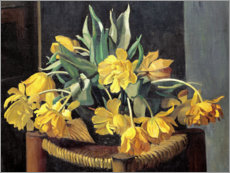 Poster  Gelbe Tulpen auf einem Korbstuhl - Félix Édouard Vallotton