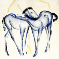 Holzbild  Zwei blaue Pferde - Franz Marc