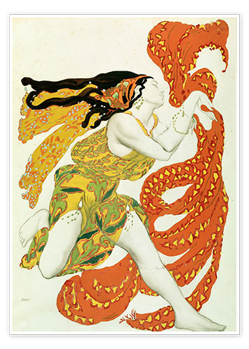 Poster Kostümdesign für eine Bacchante in 'Narcisse' durch Tcherepnin