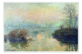 Poster Sonnenuntergang über der Seine bei Lavacourt, Winter Effekt