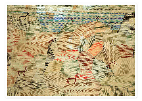 Poster Landschaft mit Eseln