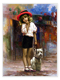 Poster Mädchen mit Hund