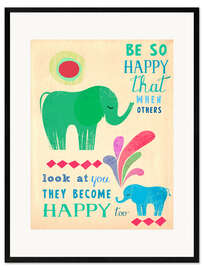 Gerahmter Kunstdruck  Happy elephants - Elisandra Sevenstar