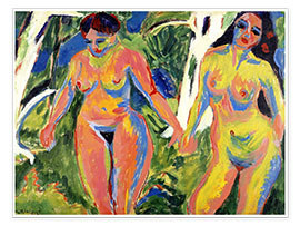 Poster Zwei nackte Frauen im Wald